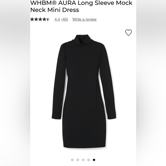NWT! WHBM AURA Long Sleeve Mock Neck Mini Dress - Picture 2 of 5